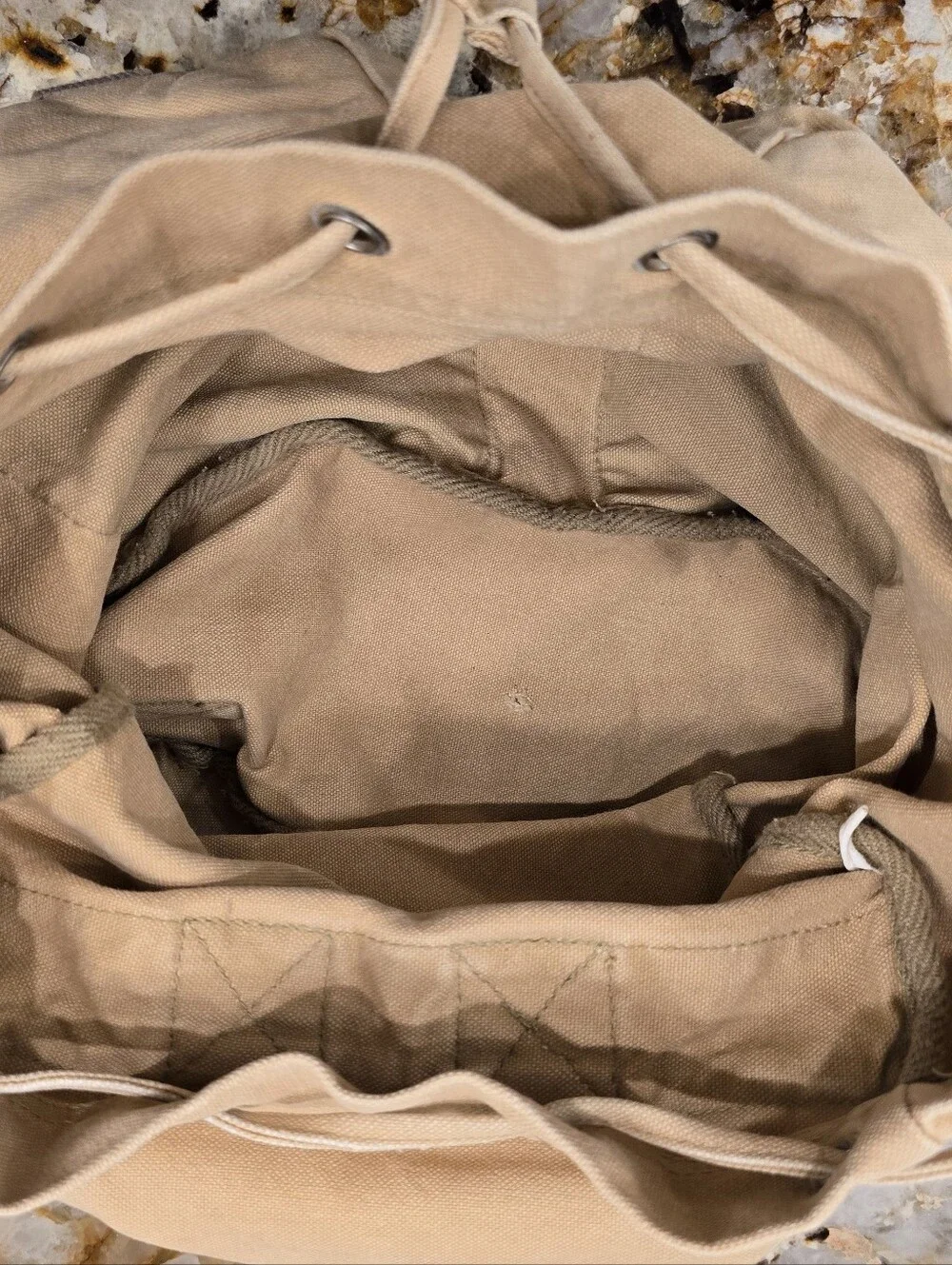 Rare vintage Abercrombie & Fitch canvas rucksack tan beige front cargo pockets